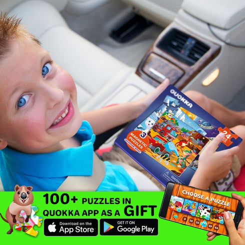 QUOKKA Magnet Puzzles for Toddlers 3 Years Old - 24 Pcs Travel Puzzles Games for Kids Ages 3-5