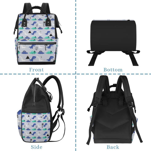 Honeybaby Backpack 19L Diaper Bag for Mom & Dad Cartoon Dino Dinosaurs Large Diaper Bag Tote with Multi-Pocket