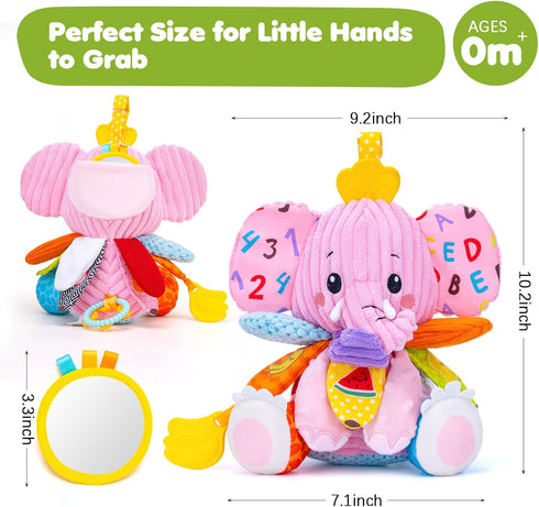 JoySpark Toys 0-6 6-12 3 4 5 6 7 8 9+ Tummy Baby Girl Toys Months, Sensory Musical Toddler Toy for Months, Pink