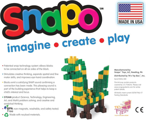 SNAPO Advanced Builder Blocks for Ages 7 and Up - Six-Sided Toddler Building Blocks for Planes, Cars, Trains
