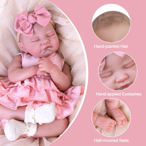 20 Inches 3+ Aori Reborn Baby Dolls - Realistic Real Life Baby Doll with Feeding Kit, Lifelike Newborn Baby Girl