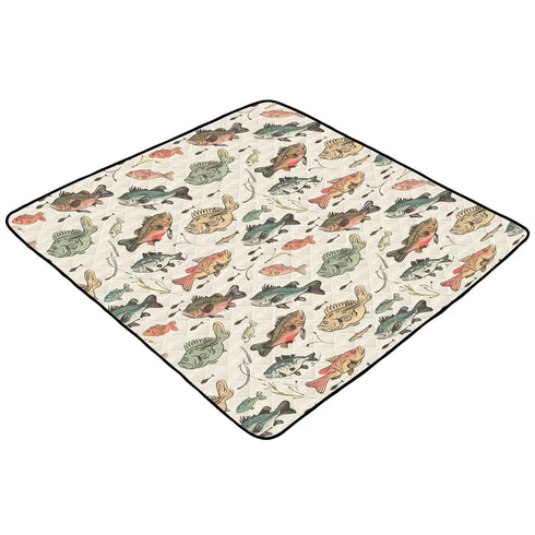 KICPOAY 50 50 Baby Play Mat Vintage Bass Fishes x Playpen Mats for Floor Play Gym Crawling Mat Non-Slip Cushioned Baby