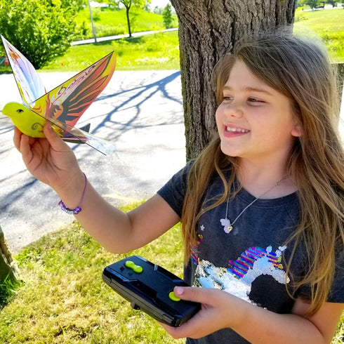 MUKIKIM eBird Orange Phoenix - Flying RC Bird Drone Toy for Kids. Indoor/Outdoor Remote Control Bionic Flapping Wings