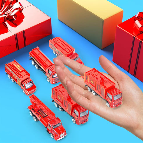 6 Pcs Diecast Fire Rescue Truck Vehicle Set - Alloy Metal Fire Truck Model Car Toys for 3+ Year Olds