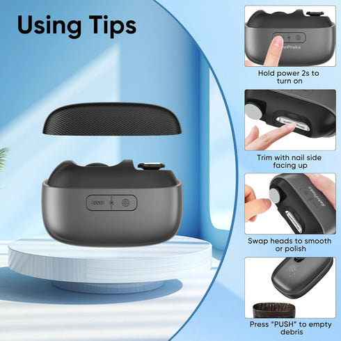 generic 3 1 Trimmer 2 in Automatic Electric Nail Clipper USB Rechargeable Nail with Clipping Polishing Storage Built