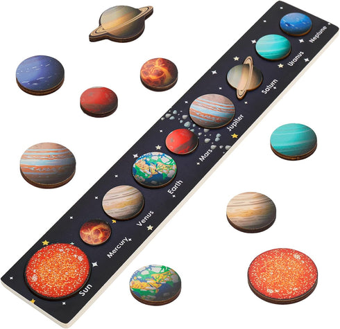 Solar System Puzzle for Kids Age 3-6, Wooden Space Toys for Preschool Learning Activities, Gift for Boys and Girls