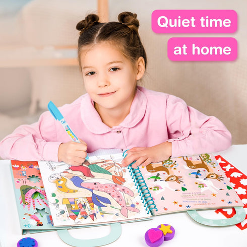 3-5 4 1 Set Avenir Reusable Water Coloring Book for Toddlers Years, Road Trip & Airplane Mess-Free Portable Educational