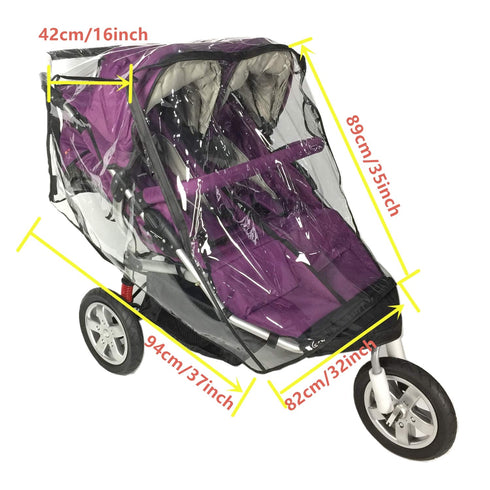 EZTongPin Rain Cover for Double Stroller,Universal Size Weather Shield for Side by Side Double Baby Stroller.