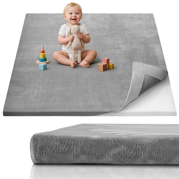 Blissful Diary 1.3" Thick Baby Play Mat, 50x50 Playpen Mat with Removable