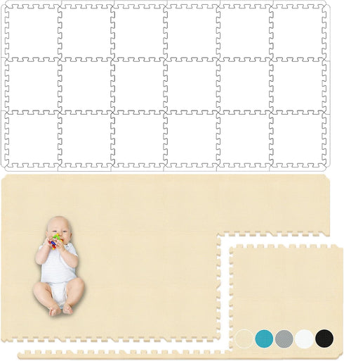 18 YOC-Jb18S18 Yostrong Tiles Interlocking Puzzle Foam Baby Play Mat with Straight Edges for Playing - EVA Babies