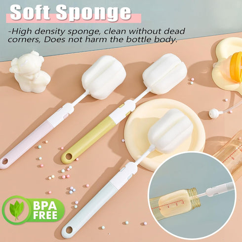 5PCS (5 Spong Bottle Brush Cup Brushes Sponge Baby Bottle Brushes Long Handle Cup Scrubber Brush Portable Sponge