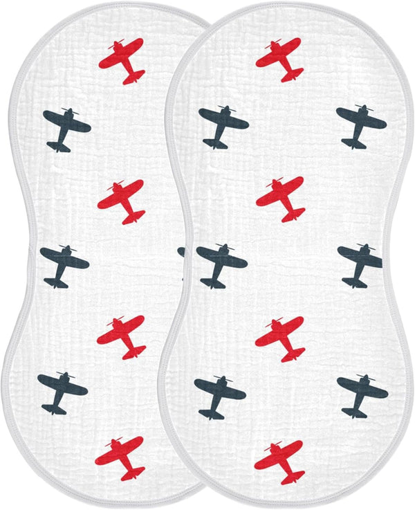 Mazeann Airplanes Planes Burp Cloths Baby Boys Girls Absorbent Soft Cotton Burping Cloths