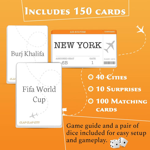 Kulture Games Clap Clap City - The Travel Game with Twists and Turns - Learn About The World - Family Game for Teens