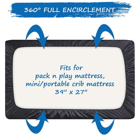 Pack (39"x27"x5") Satin and Play Sheet Fitted, Soft & Silky Mini Crib Mattress Sheet for Boys and Girls, Satin Playard