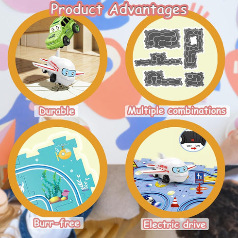 Ubegger 4 Set Set Set 4 Set3-5Pcs) Year Old Boy Birthday Gift, Puzzle Racer Kids Car Track Puzzle Racer Car Track