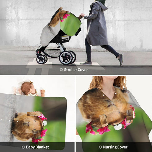 Zhbvncp Cute Guinea Pig Baby Car Seat Cover & Breastfeeding Nursing Cover - Breathable Stretch Fabric Multi-Use Nursing