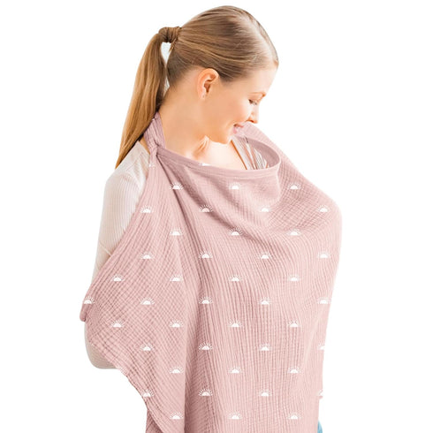 Konssy Muslin Nursing Cover for Baby Breastfeeding, Breathable 100% Cotton Breastfeeding Cover