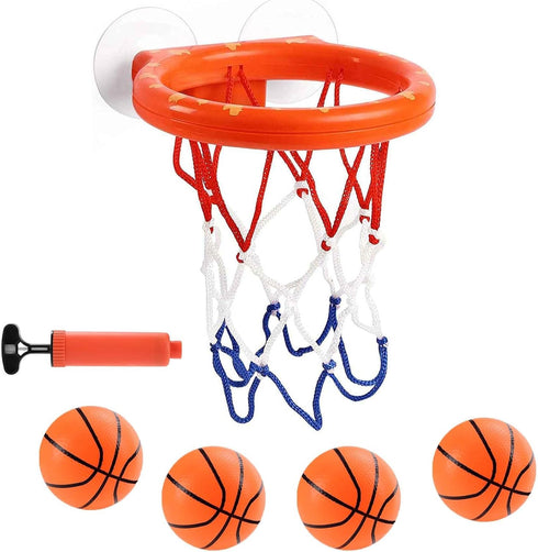 Cyfie Bath Toys for Toddlers - Bathtub Basketball Hoop Set with 4 Balls - Suction Cup Shower Toy for Ages 3-8