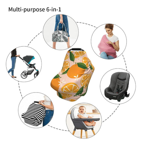 Schgap Orange Car Seat Cover for Baby, Nursing Cover Breastfeeding Baby Carrier Cover Stretchy Carseat Canopy