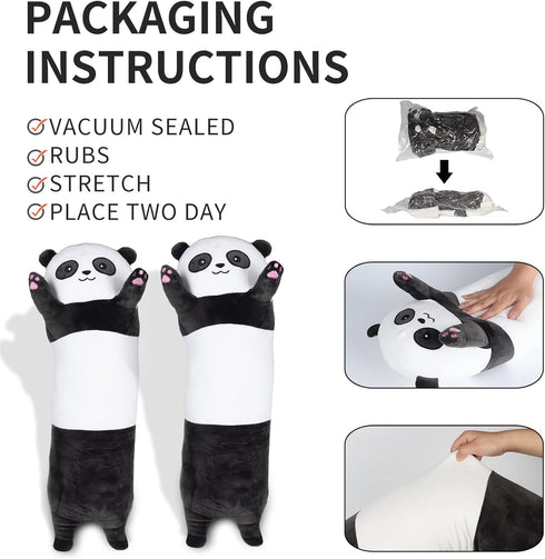 Panda Plush Body Throw Pillow, 43.3" Long Kawaii Soft Panda Stuffed Animal Pillow for Kids Children Gifts