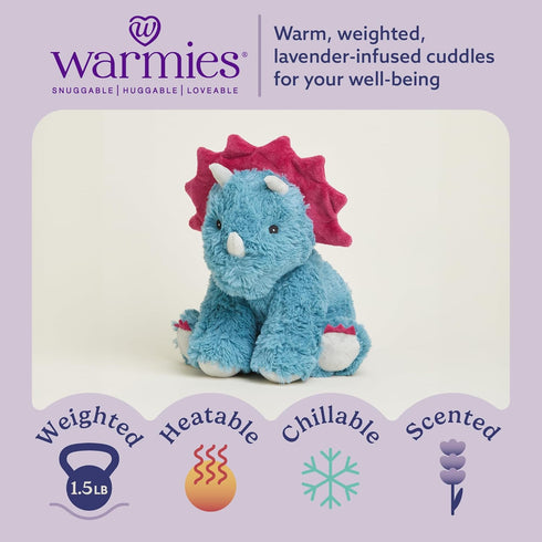 warmies Microwavable & Weighted Stuffed Animals, Triceratops - Heated Stuffed Animal Plushie for Warmth & Comfort