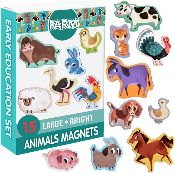 FARM Animal Magnets - Real LARGE Fridge Magnets for Toddlers, Educational Toys for 3 Year Olds