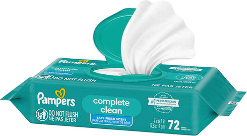 72 (1 Packs) Pampers Baby Wipes, Complete Clean Baby Fresh Scented Wipe, Gently Cleans Head to Toe, Total Flip-Top