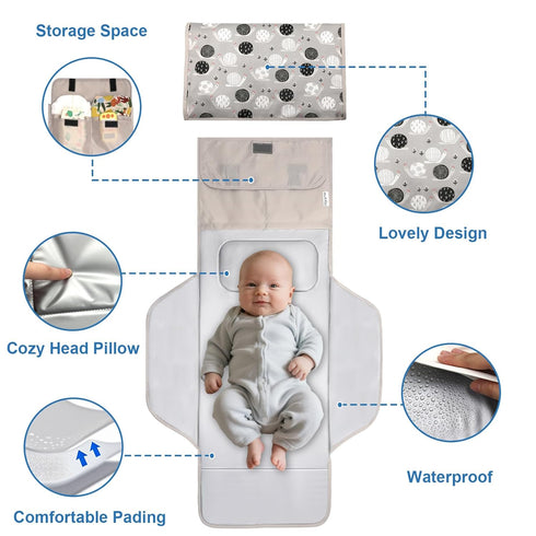 31" 24.2" 1-36 X Extra Long Large Lightweight Toddler Diaper Changing Pad Travel, Cute Design Month Infant Foldable