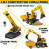 3 1 3-5, Playset Kids Construction Toys for Boys - in Excavator, Crane and Dump Trucks with Road Signs for Toddlers