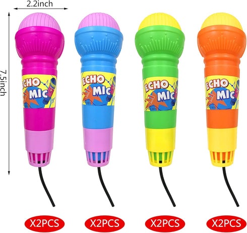 8 PCS Echo Toy Microphones for Kids, Lightweight Karaoke Mics with Echo Effect for Birthday, Picnic, BBQ or Party