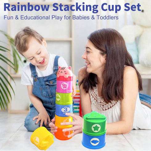 1-3, 6 9 12 18 1 1-2 WEEJOYGAM Baby Stacking Cups, Nesting Stacking Toys for Toddlers Infant Easter Basket Stuffers