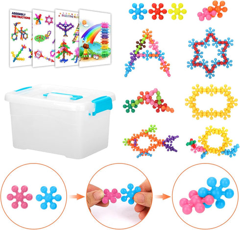 300pcs Building Block Kids STEM Toys - Educational Interlocking Solid Plastic Discs Sets for Preschool Kids Aged 3+