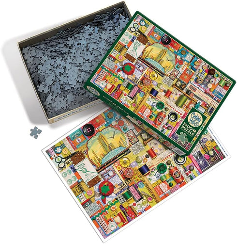 Cobble Hill 1000 Piece Puzzle - Sewing Notions, Sample Poster Included