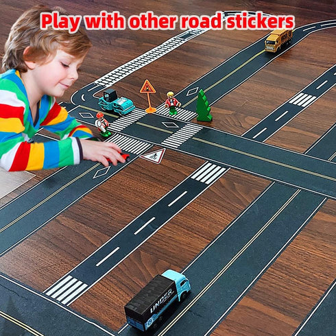 Play Road Tape for Kids, 2-Pack of 3.9 Inch Wide x 32.8 ft Black Tape for Car Toy Track, No Residue Gift