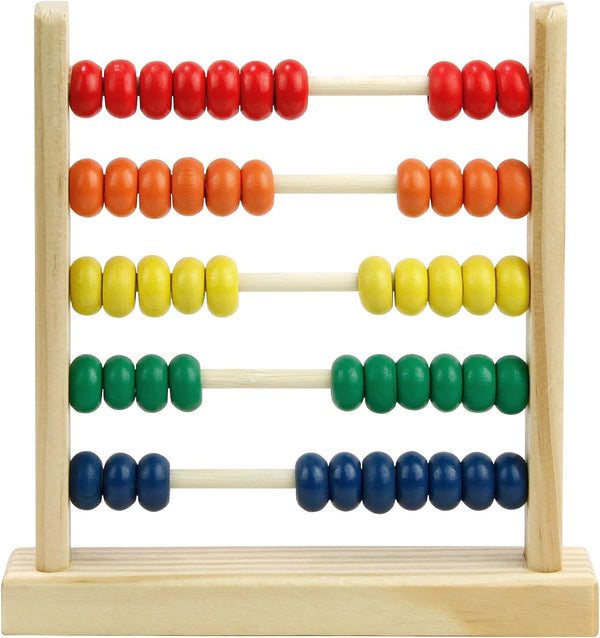 Wooden Abacus for Kids Math - 50 Beads Counting Toy, Multi-Color Counters for Preschool Learning & Development
