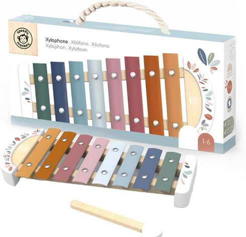 SPEEDY MONKEY Colorful Xylophone 8 Tuned Metal Keys with Wooden Mallet, Safe
