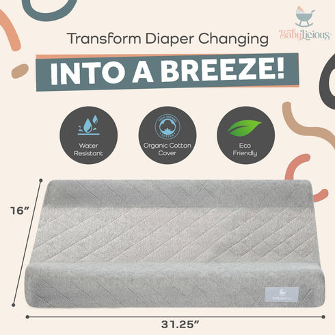 Contoured Baby Changing Pad Waterproof & Breathable Diaper Changing Pad | Removable Washable Cover, Non-Slip Base