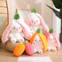 2PCS Reversible Plush Toy Pillow, Cute Carrot Strawberry Bunny Plush with Zipper, 7" Birthday Gift for Kids