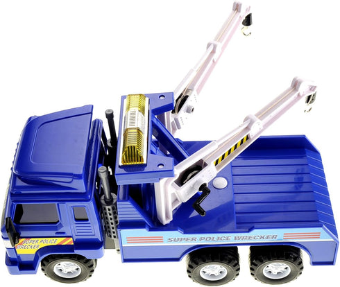 3-5 13 inch Winch PowerTRC Police Tow Truck Toy for Boys Ages | Push & Go Realistic Friction Powered Wrecker