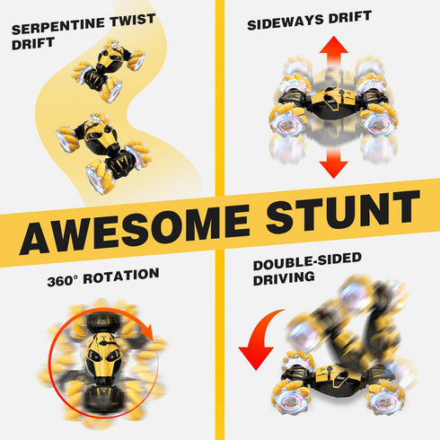 8-12, 4WD 2.4Ghz 4-7 8-12 Remote Control Car for Boys Gesture Sensing RC Stunt Car with Lights Music Sprayer RC Cars