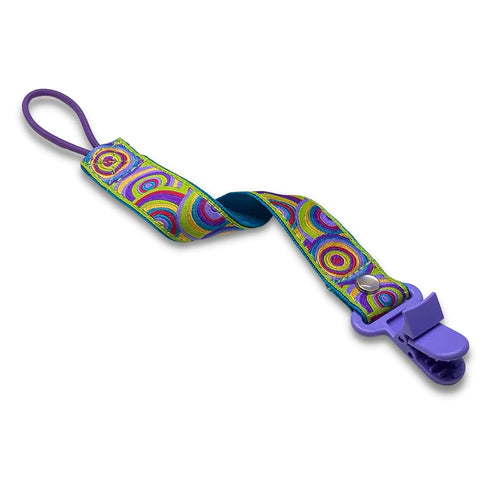JaxBaby | Vibrant Targets Handmade Pacifier Strap with Clip | Woven Jacquard Paci Holder Cute Multicolor Baby Soothies