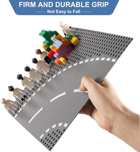 6 Pack Road Baseplates for Building, Compatible with Lego Classic Bricks, 10” x 10” for City Sets (Attached DIY