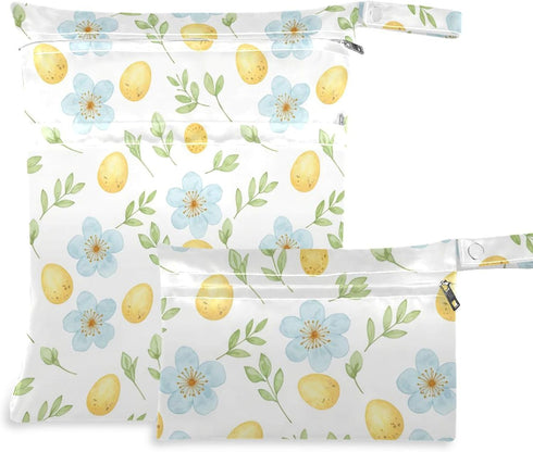 Burbuja Eggs Flower Wet Dry Bags for Baby Cloth Diaper 2 Pack, Waterproof
