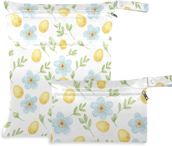 Burbuja Eggs Flower Wet Dry Bags for Baby Cloth Diaper 2 Pack, Waterproof