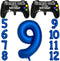 Navy Blue Video Game Party Supplies - 2 Packs Game On Balloons with Dark Blue Number 9 Balloon for 9th Birthday