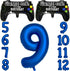 Navy Blue Video Game Party Supplies - 2 Packs Game On Balloons with Dark Blue Number 9 Balloon for 9th Birthday