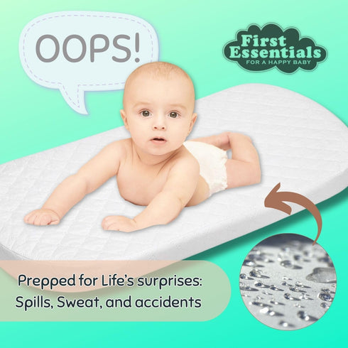 First Essentials 4, Custom Fit Baby Bassinet Mattress Pad, Fits Cybex Priam Water Resistant
