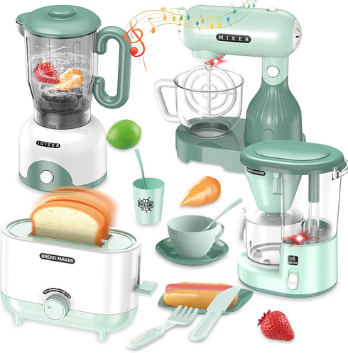 Euanze Kids Play Kitchen Accessories, Pretend Play Kitchen Appliance Toy Set with Coffee