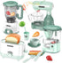 Euanze Kids Play Kitchen Accessories, Pretend Play Kitchen Appliance Toy Set with Coffee