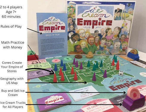 Ice Cream Empire Board Game - Fun Entrepreneurial Game for Families, Adults, and Kids 7+